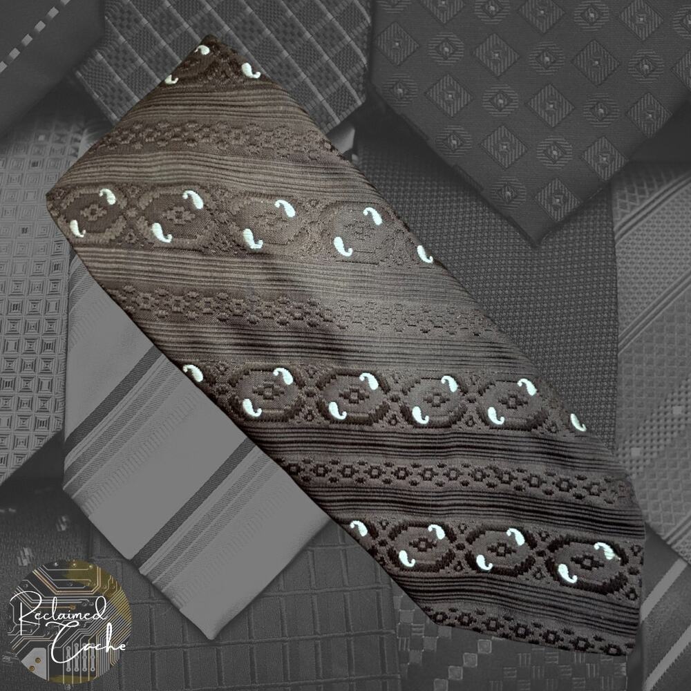 Brown Embroidered Tie
